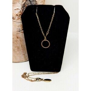 Dainty Signed MDB Circle Minimalist Gold Tone Pendant Necklace